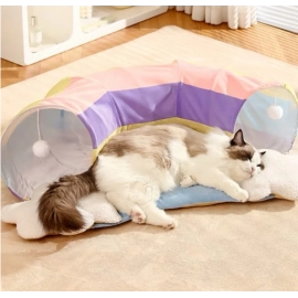 Cats Bed Mat Funny Tunnels Cute Rainbow Cat Beds and Cat Toys Pet Beds Furniture for Home Cat Accessories Cats Pet Products