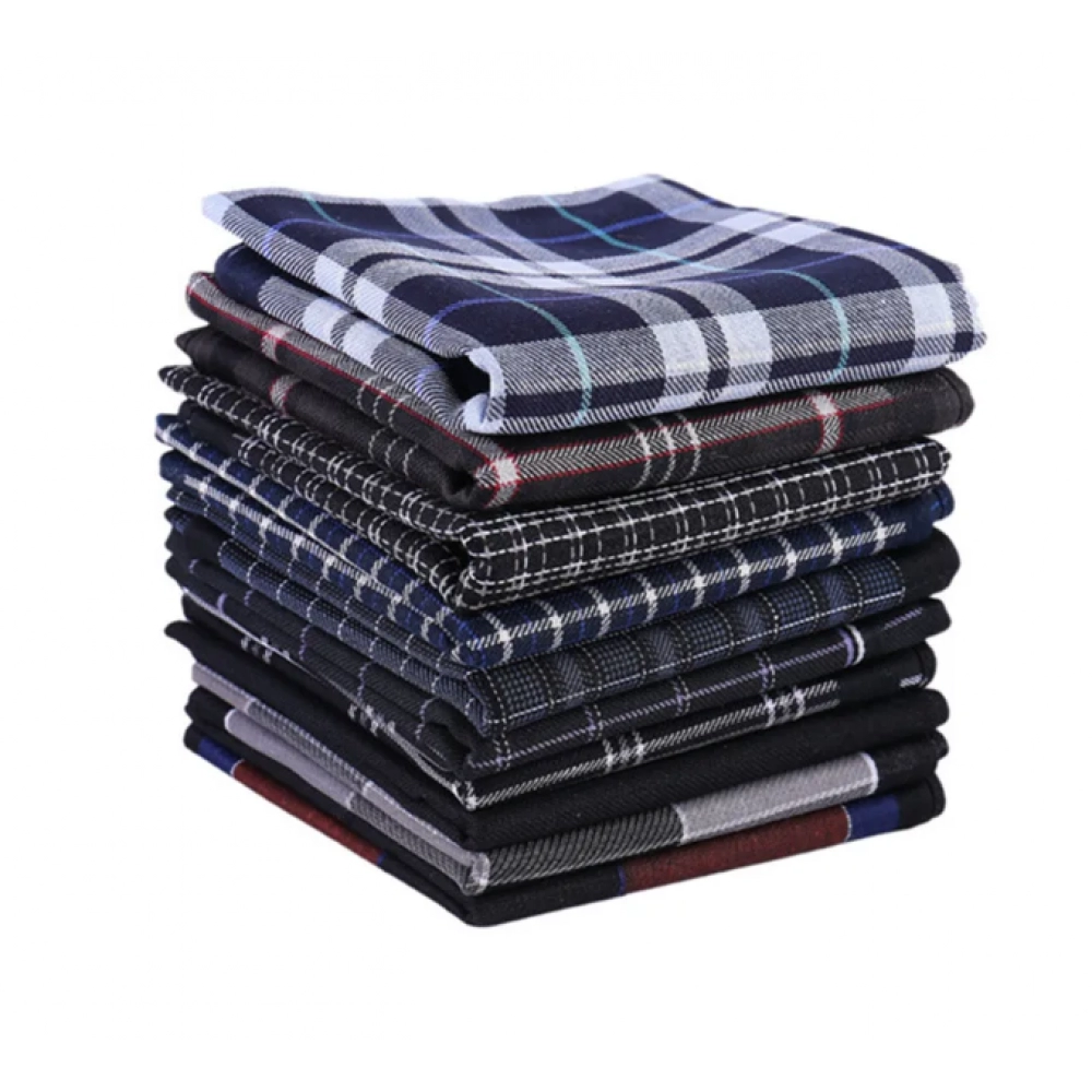 3Pcs 43x43cm 100% Cotton Dark Color British Style Striped Checkered Mature Man Pocket Wedding Party Business Handkerchiefs