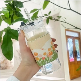 Creative Milk Box Cup Transparent Milk Box Shape Glass Cups Students Drink Bottle for Juice Cute Coffee Cup Tea Drinkware