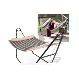 Double Quilted Fabric Hammock with Universal Steel Stand, 450-Pound Capacity, Hammock