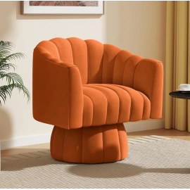 Living Room Chair Coffee Chairs Mid Century 360 Degree Swivel Cuddle Barrel Accent Coffee Chairs Bedroom Office (Orange) Cafe