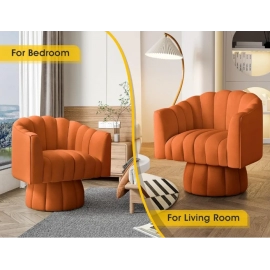 Living Room Chair Coffee Chairs Mid Century 360 Degree Swivel Cuddle Barrel Accent Coffee Chairs Bedroom Office (Orange) Cafe