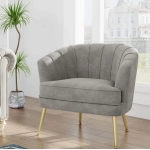 Velvet Accent Chair, Upholstered Modern Single Sofa Side Chair,Comfy Barrel Club Living Room Armchair with Golden Metal Legs