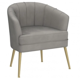 Velvet Accent Chair, Upholstered Modern Single Sofa Side Chair,Comfy Barrel Club Living Room Armchair with Golden Metal Legs