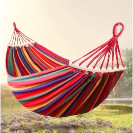 Outdoor Hammock Portable Garden Hammock Sports Home Travel Camping Swing Canvas Stripe Hang Bed Hammock Double Single People