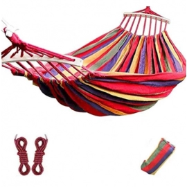 Outdoor Hammock Portable Garden Hammock Sports Home Travel Camping Swing Canvas Stripe Hang Bed Hammock Double Single People